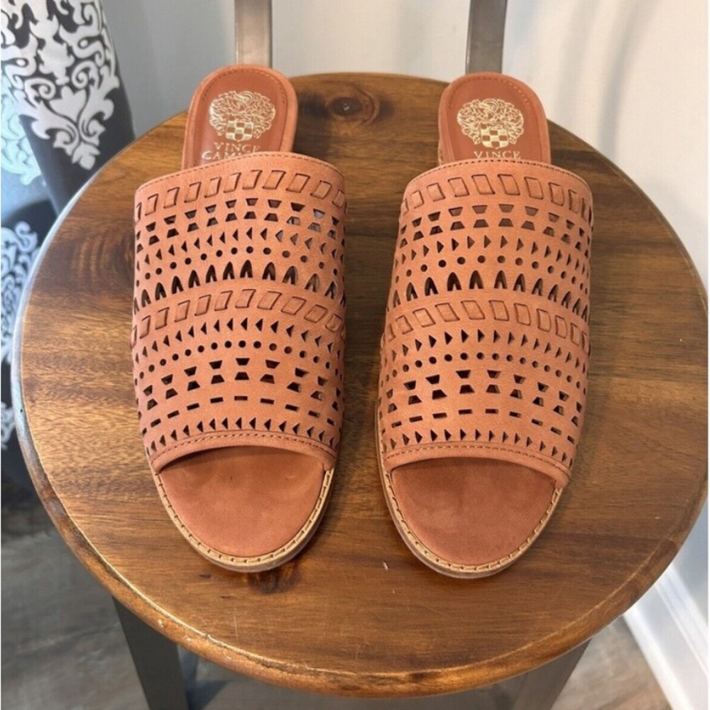 Vince Camuto Low Wedge Leather Sandals